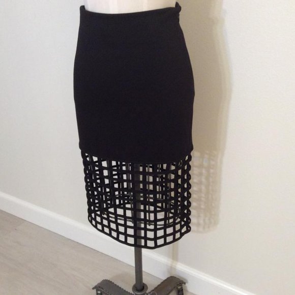 #529 NASTY GAL 'Rattle the Cage' black pencil Skirt NWOT Size S - Picture 2 of 7